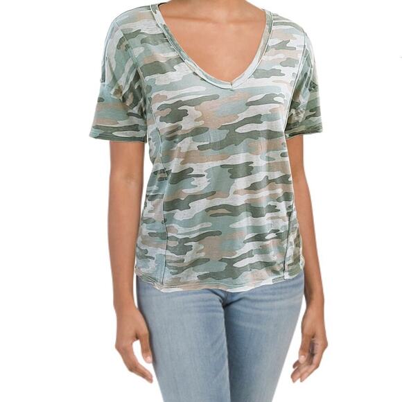 New Lucky Brand Camo Print Soft Cotton Top Relaxed Fit T-Shirt - Picture 1 of 5
